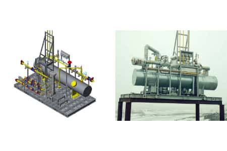 На площадке энергокомплекса Харасавэйского месторождения монтируется модуль №1 установки подготовки топливного газа